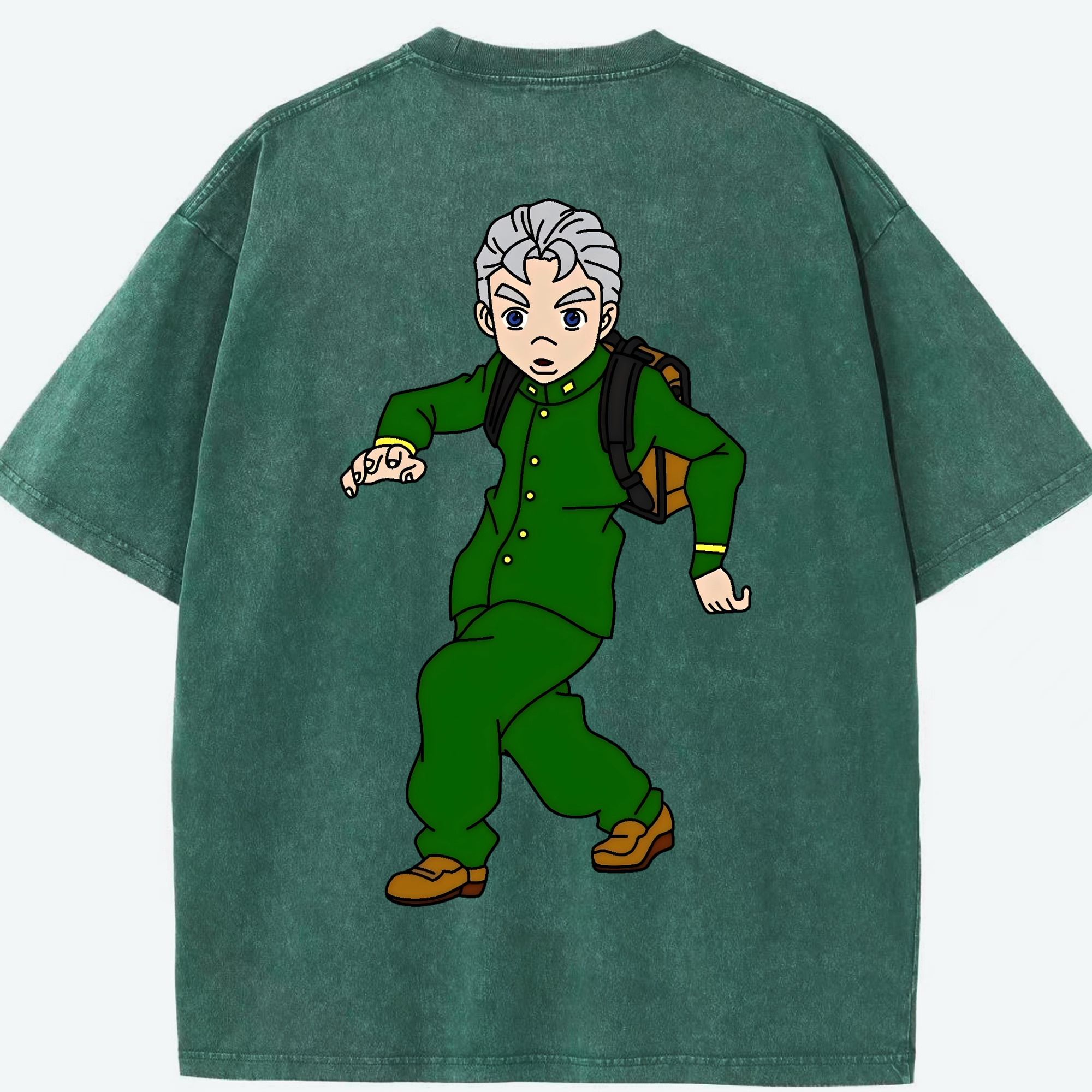 （画像用） ジョジョの奇妙な冒険 広瀨康一 JoJo's Bizarre Adventure Hirose Koichi 綿100% ヴィンテージ風 半袖Tシャツ（背面プリント）